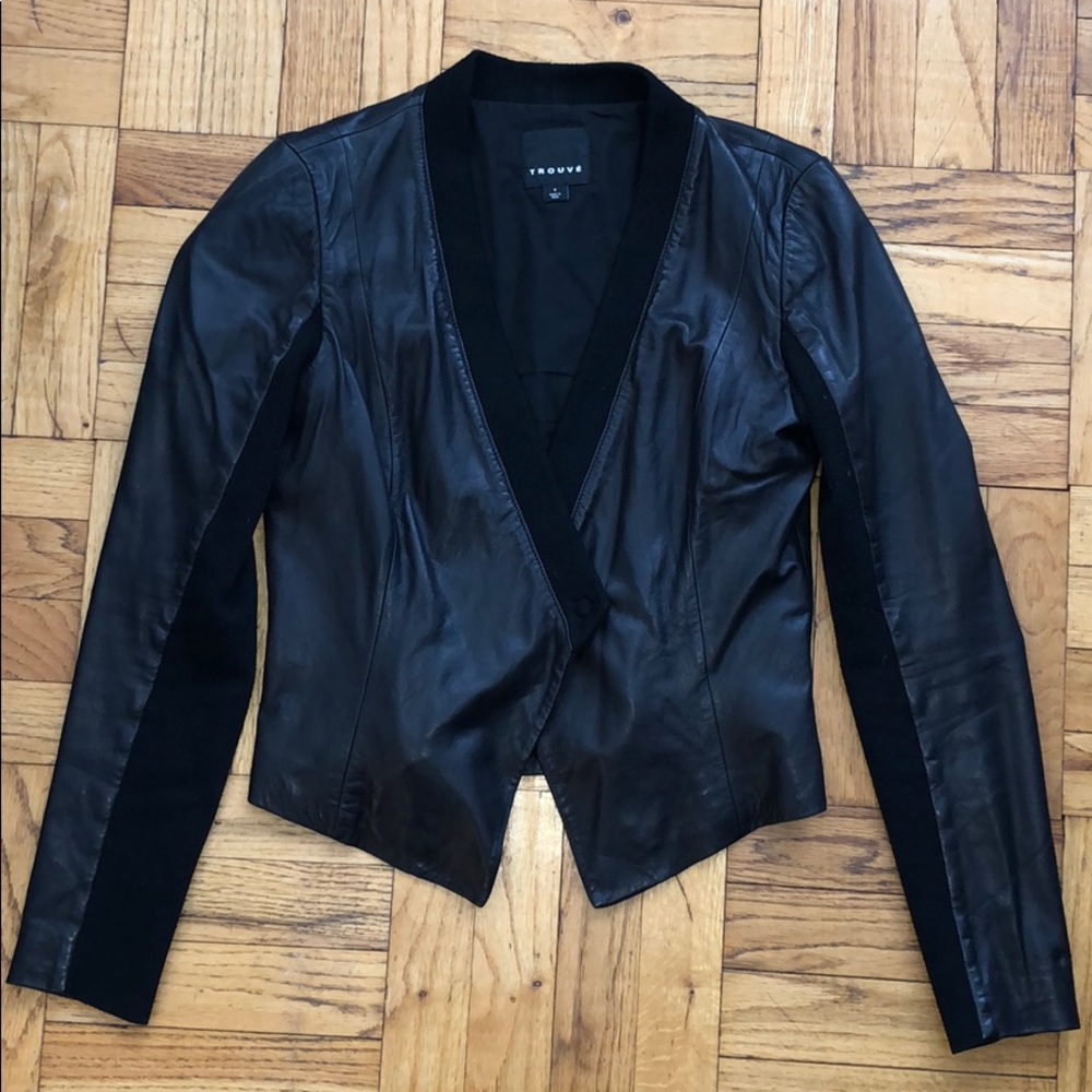 Trouvé real leather draped jacket